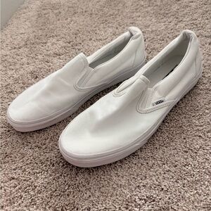 Vans White Canvas Slip-On Sneakers